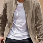 Effen Kleur Heren Jas met Rits Casual Retro Lange Mouw Vest Jas Heren