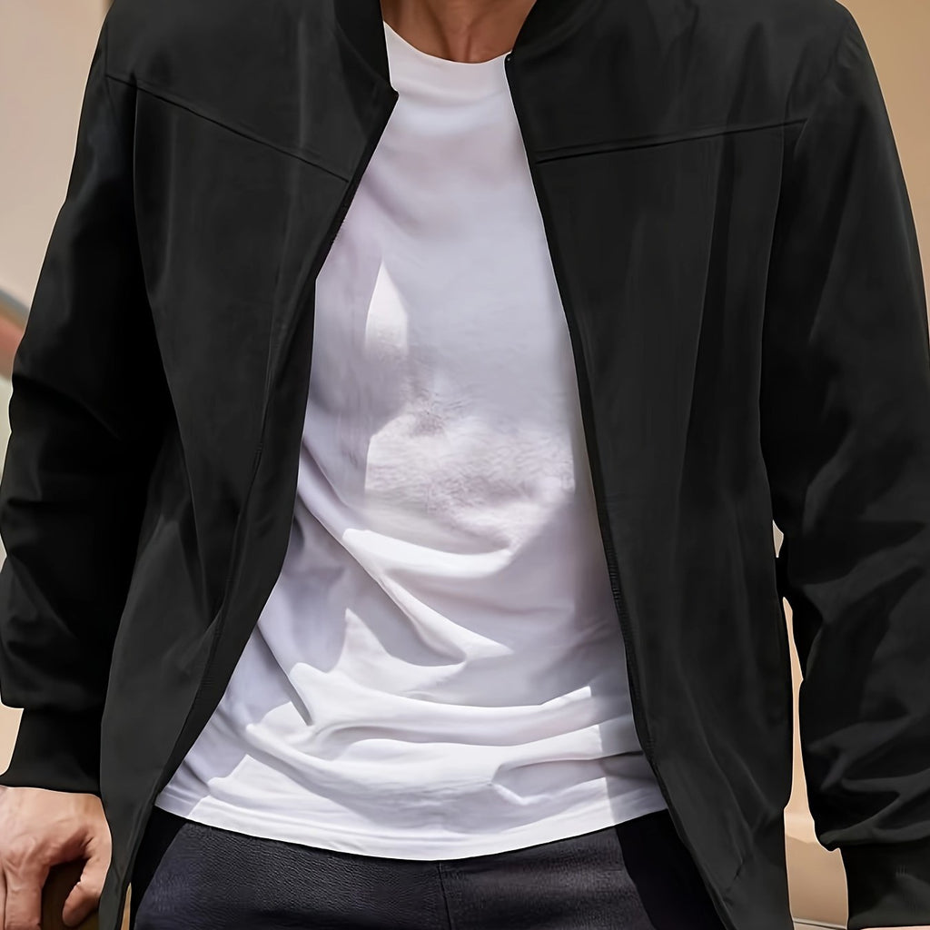 Effen Kleur Heren Jas met Rits Casual Retro Lange Mouw Vest Jas Heren