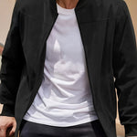 Effen Kleur Heren Jas met Rits Casual Retro Lange Mouw Vest Jas Heren