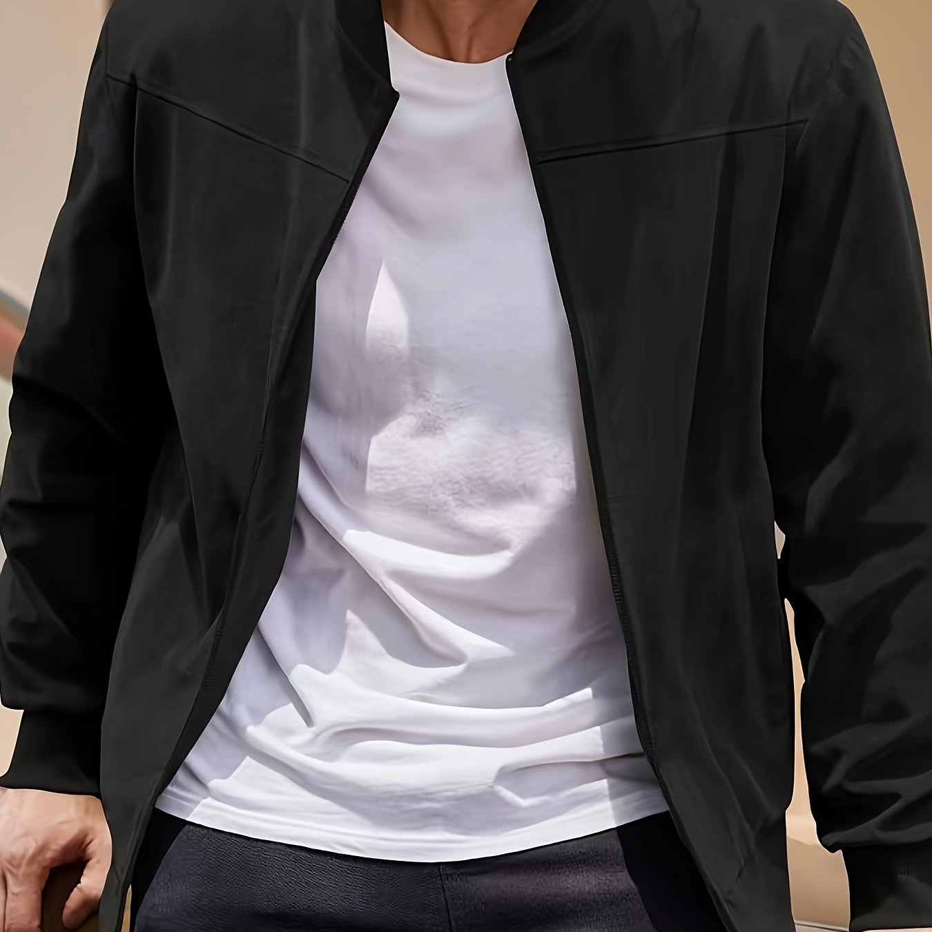 Effen Kleur Heren Jas met Rits Casual Retro Lange Mouw Vest Jas Heren