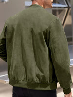 Effen Kleur Heren Jas met Rits Casual Retro Lange Mouw Vest Jas Heren
