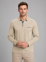 Men's Long Sleeve Polo Shirt – Gingham Trim Casual Shirt