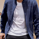 Effen Kleur Heren Jas met Rits Casual Retro Lange Mouw Vest Jas Heren