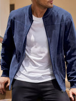 Effen Kleur Heren Jas met Rits Casual Retro Lange Mouw Vest Jas Heren