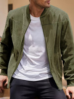 Effen Kleur Heren Jas met Rits Casual Retro Lange Mouw Vest Jas Heren