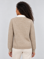 Women’s Argyle Collared Sweater – Button Neck Knit Pullover