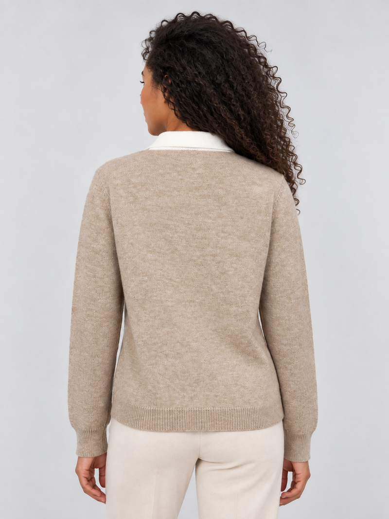 Women’s Argyle Collared Sweater – Button Neck Knit Pullover