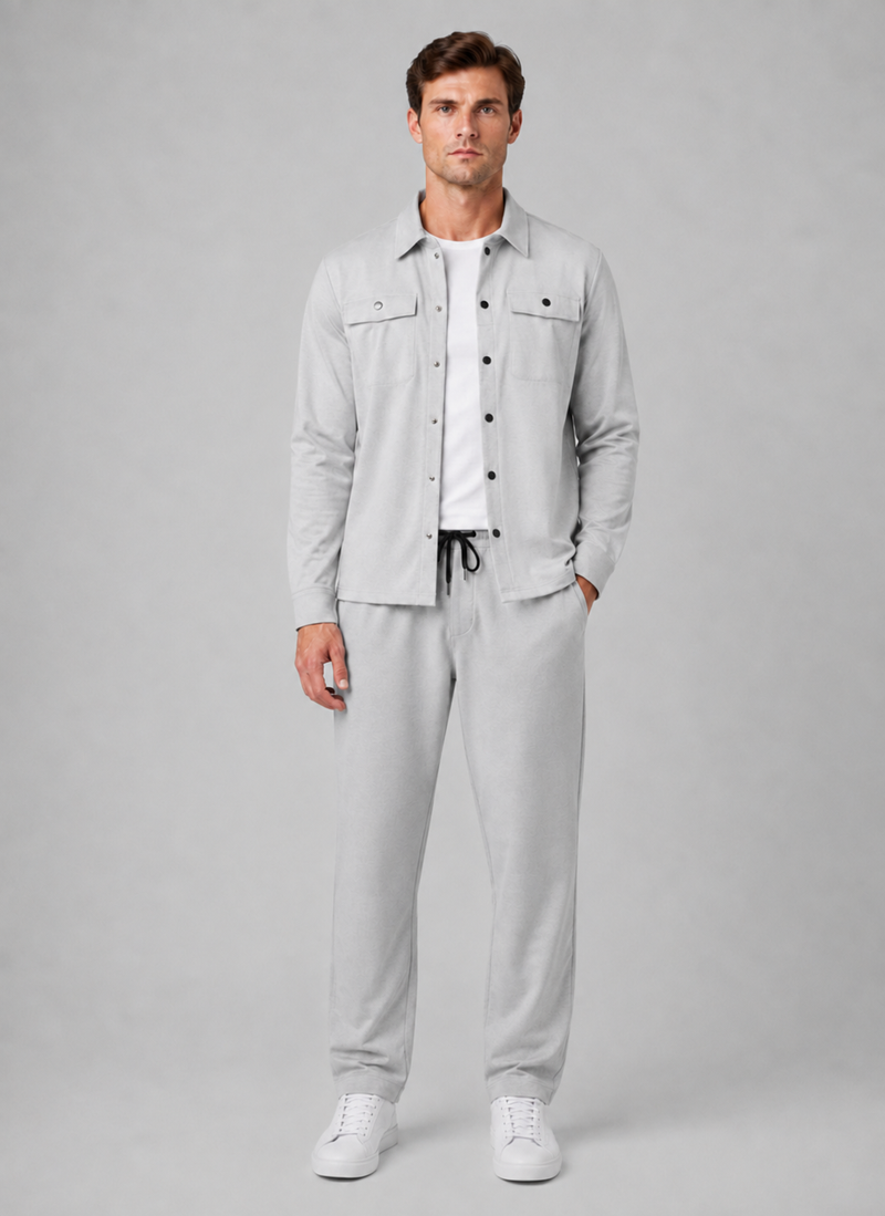Men’s Two-Piece Overshirt & Pants Set – Relaxed Smart Casual Co-Ord
