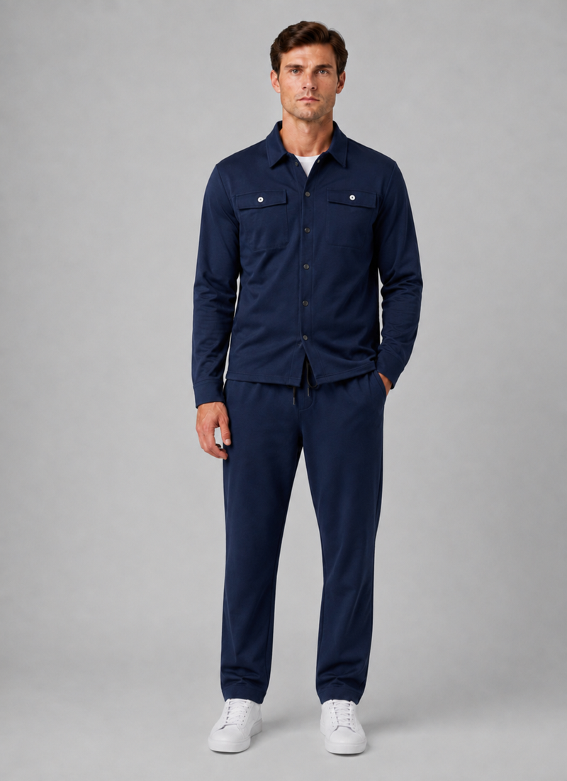 Men’s Two-Piece Overshirt & Pants Set – Relaxed Smart Casual Co-Ord