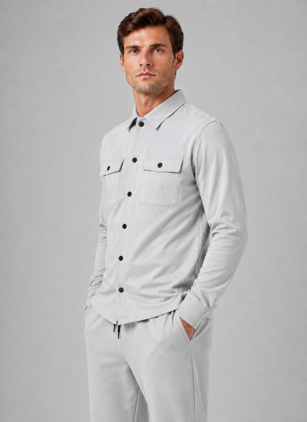 Men’s Two-Piece Overshirt & Pants Set – Relaxed Smart Casual Co-Ord