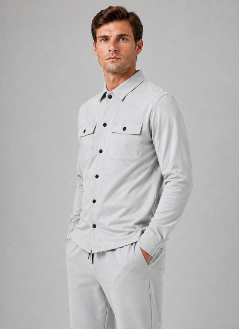Men’s Two-Piece Overshirt & Pants Set – Relaxed Smart Casual Co-Ord