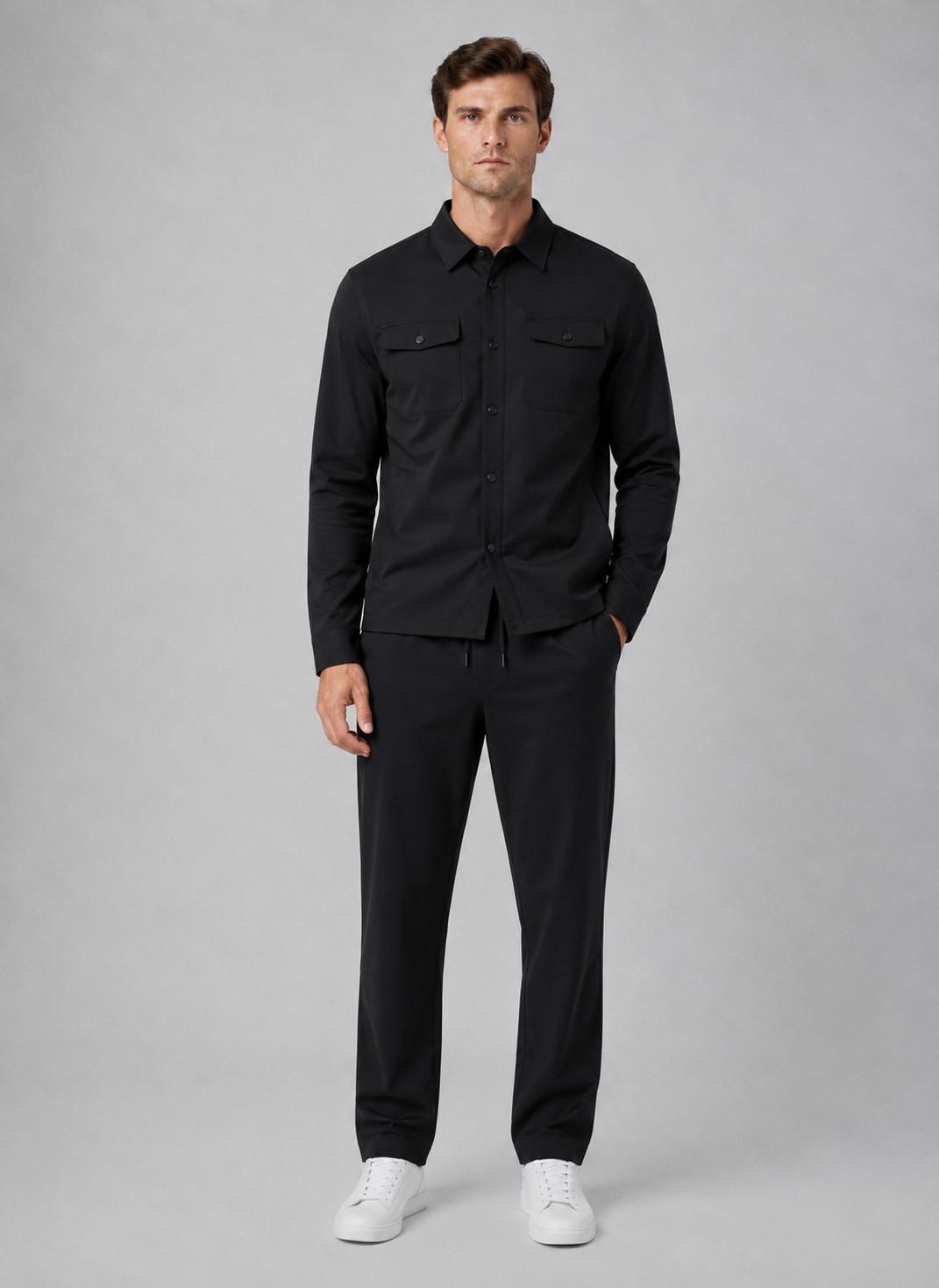 Men’s Two-Piece Overshirt & Pants Set – Relaxed Smart Casual Co-Ord