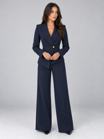 Women’s Tailored Two-Piece Pantsuit – Belted Blazer & Wide Leg Pants Set
