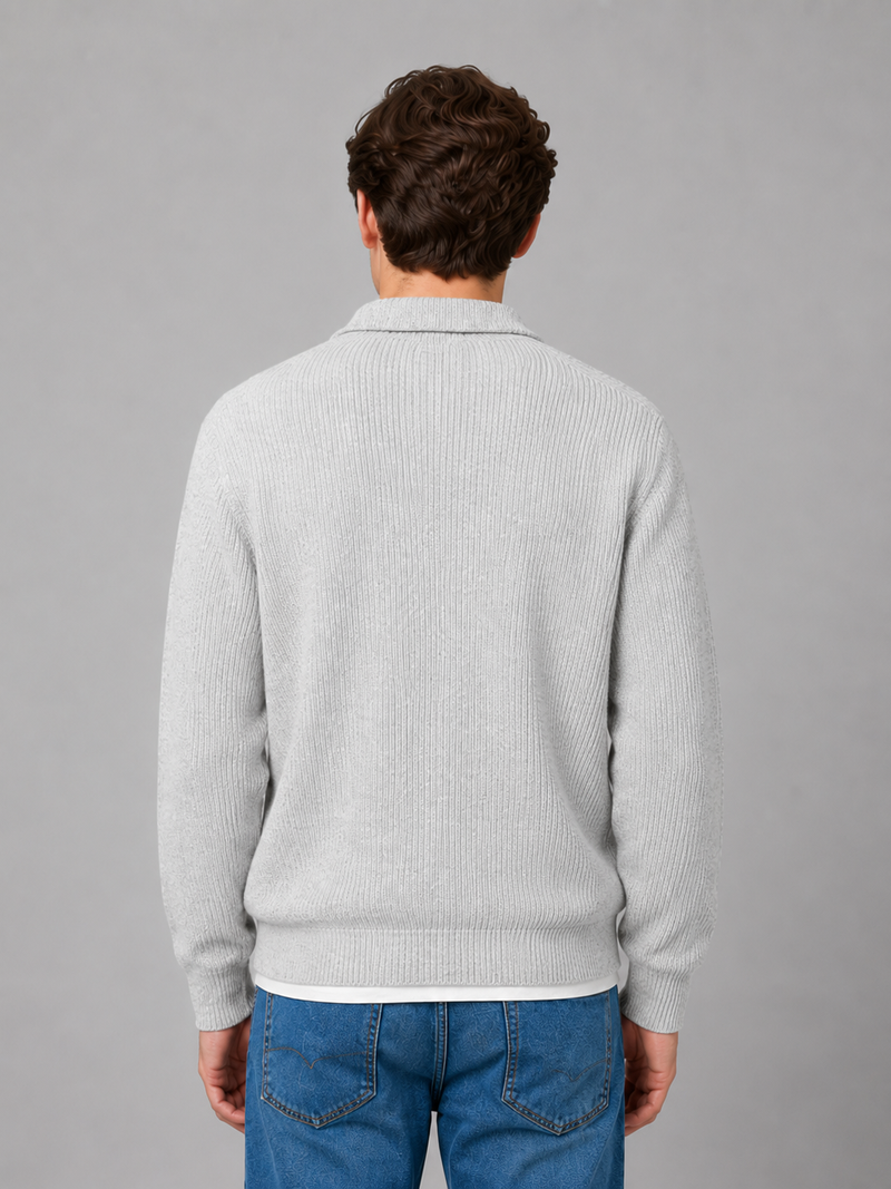 Men's Button Polo Knit Sweater – Lightweight Collared Pullover