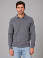 Men's Knit Polo Sweater – Long Sleeve Button Pullover
