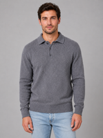 Men's Knit Polo Sweater – Long Sleeve Button Pullover