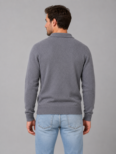 Men's Knit Polo Sweater – Long Sleeve Button Pullover