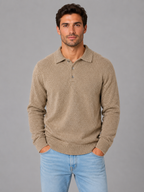 Men's Knit Polo Sweater – Long Sleeve Button Pullover