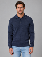 Men's Knit Polo Sweater – Long Sleeve Button Pullover