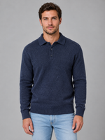 Men's Knit Polo Sweater – Long Sleeve Button Pullover