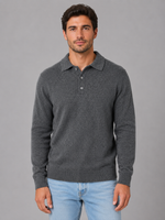 Men's Knit Polo Sweater – Long Sleeve Button Pullover