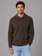Men's Knit Polo Sweater – Long Sleeve Button Pullover