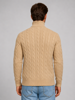 Men's Cable Knit Quarter Zip Sweater – Funnel Neck Pullover