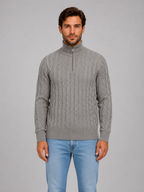 Men's Cable Knit Quarter Zip Sweater – Funnel Neck Pullover