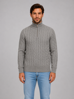 Men's Cable Knit Quarter Zip Sweater – Funnel Neck Pullover