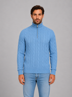 Men's Cable Knit Quarter Zip Sweater – Funnel Neck Pullover