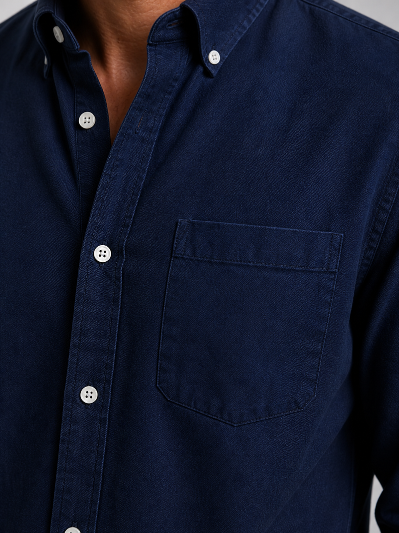 Men’s Casual Button-Down Shirt – Relaxed Fit Long Sleeve Shirt