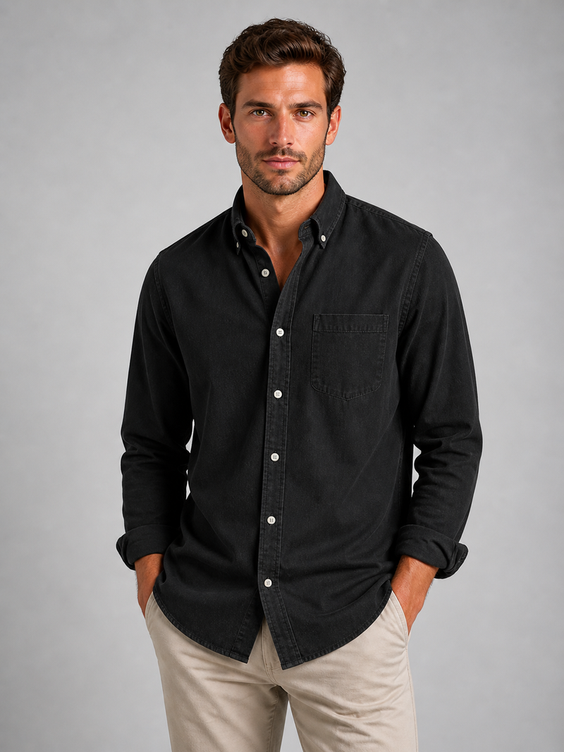 Men’s Casual Button-Down Shirt – Relaxed Fit Long Sleeve Shirt
