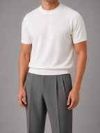 Men's Casual Short Sleeve Knit T-Shirt – Crew Neck Fine Knit Top