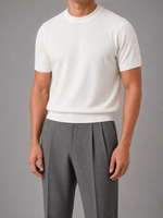 Men's Casual Short Sleeve Knit T-Shirt – Crew Neck Fine Knit Top