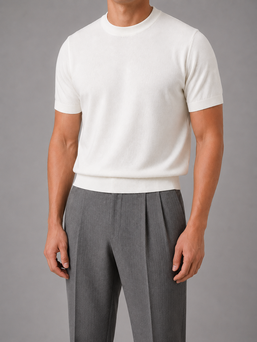 Men's Casual Short Sleeve Knit T-Shirt – Crew Neck Fine Knit Top