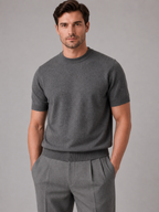 Men's Casual Short Sleeve Knit T-Shirt – Crew Neck Fine Knit Top