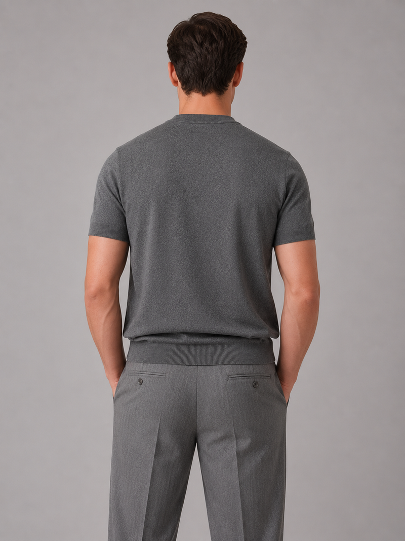 Men's Casual Short Sleeve Knit T-Shirt – Crew Neck Fine Knit Top