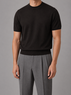 Men's Casual Short Sleeve Knit T-Shirt – Crew Neck Fine Knit Top