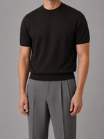 Men's Casual Short Sleeve Knit T-Shirt – Crew Neck Fine Knit Top