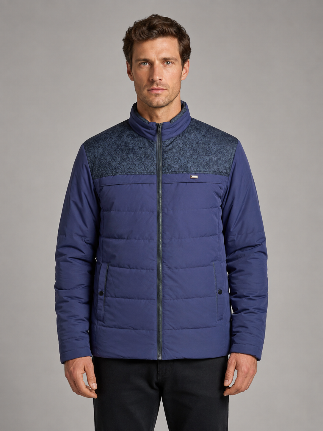 Men’s Fleece Lined Puffer Jacket – Warm High Collar Winter Coat