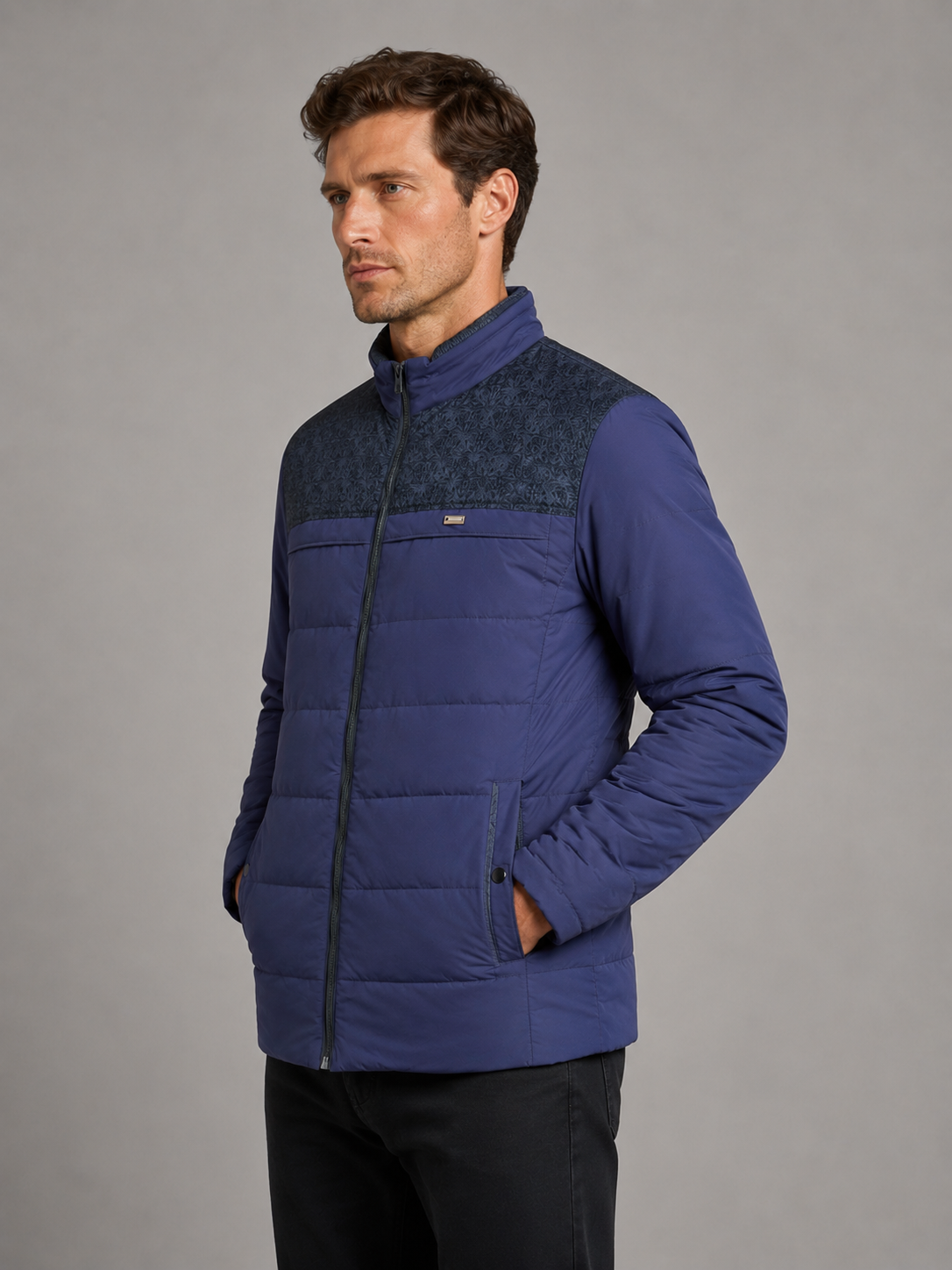 Men’s Fleece Lined Puffer Jacket – Warm High Collar Winter Coat