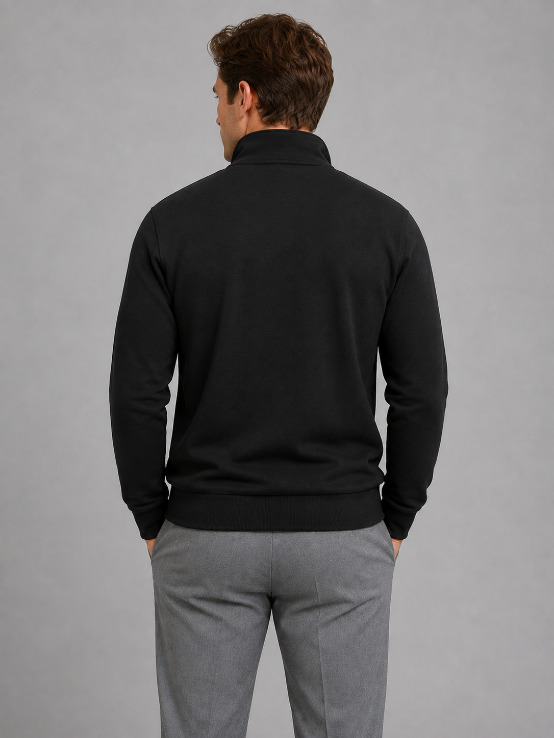 Men’s Half-Zip Sweatshirt – High Neck Smart Casual Pullover