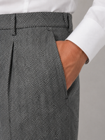 Men’s Herringbone Pleated Pants – Straight Leg Tailored Fit