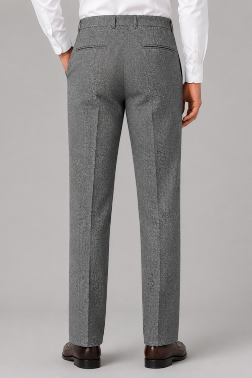 Men’s Herringbone Pleated Pants – Straight Leg Tailored Fit