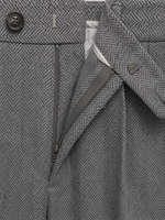Men’s Herringbone Pleated Pants – Straight Leg Tailored Fit