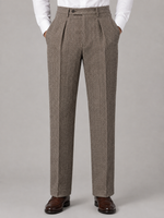 Men’s Herringbone Pleated Pants – Straight Leg Tailored Fit