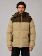 Men's Hooded Corduroy Puffer Jacket – Warm Quilted Winter Coat