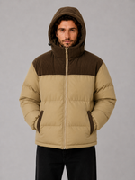 Men's Hooded Corduroy Puffer Jacket – Warm Quilted Winter Coat