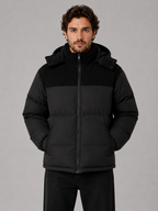 Men's Hooded Corduroy Puffer Jacket – Warm Quilted Winter Coat