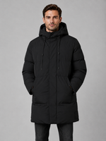 Men’s Hooded Padded Parka – Longline Winter Jacket